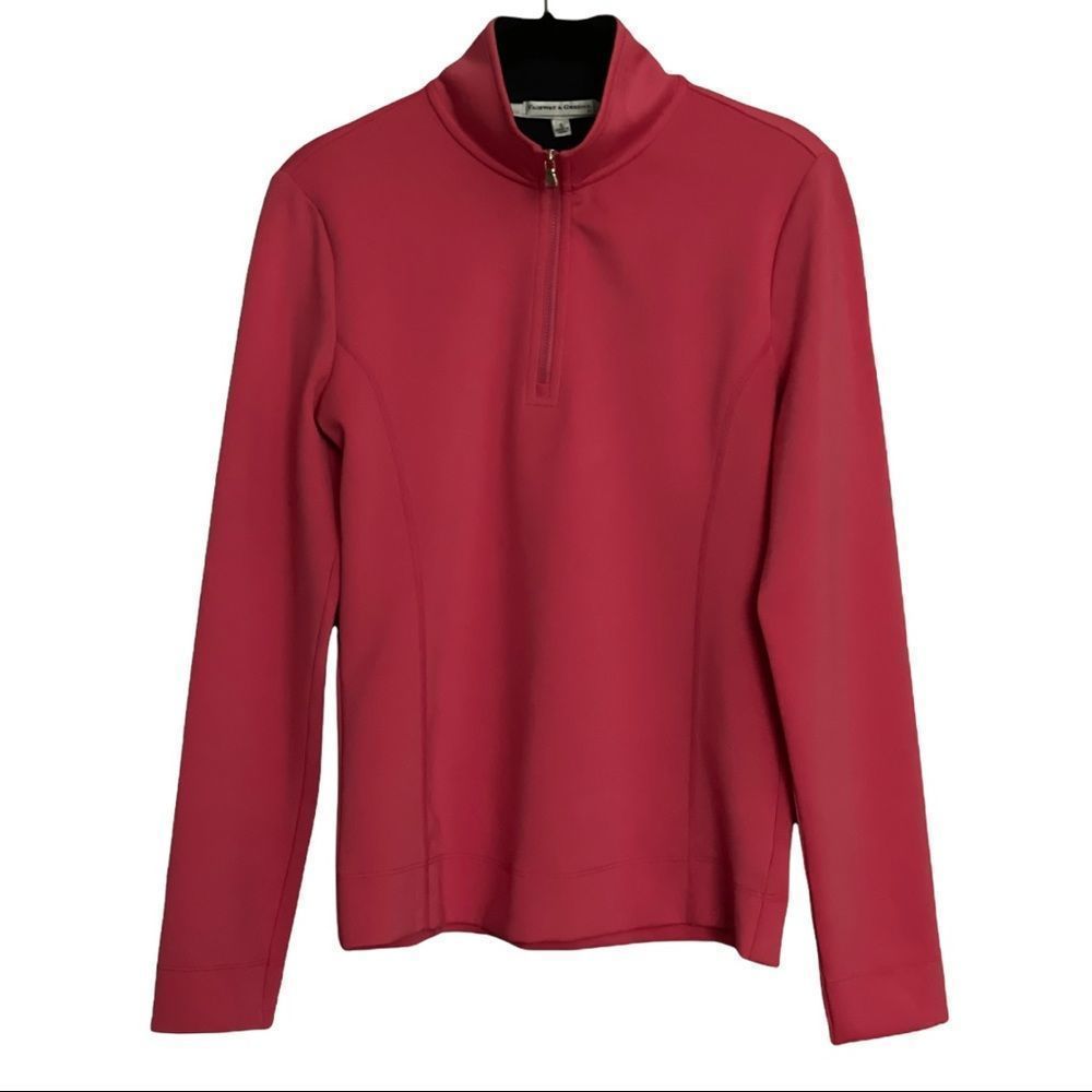 Fairway & Greene Quarter Zip Pullover Sweatshirt Top Size Small Coral and Blue - Picture 2 of 5